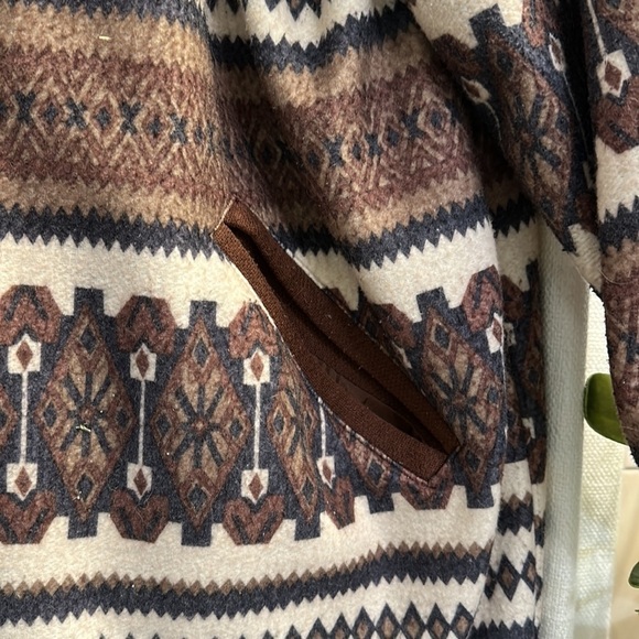 Vintage Current Seen Polyester & Cotton Brown Fringed Jacket Aztec Stripe - Picture 6 of 9